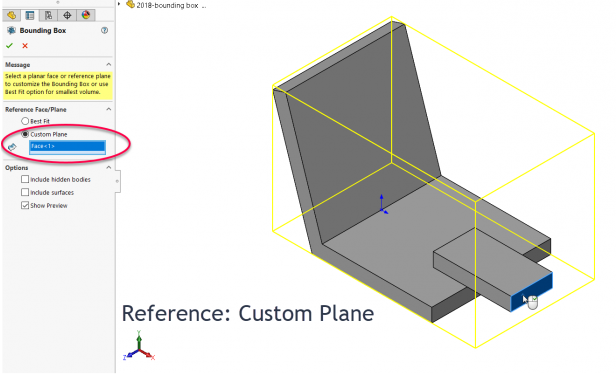 SolidWorks 2018边界框自定义平面