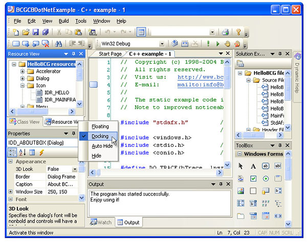 BCGControlBar功能特点详解 - 类似VS 6.0/VS.NET/VS 2005/2008的外观