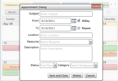 Silverlight Scheduler Appointment Dialog